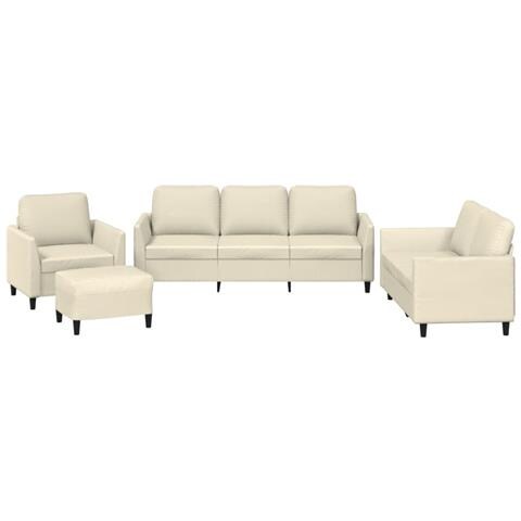 Set di Divani 4 pz con Cuscini crema in Similpelle - Foto 1