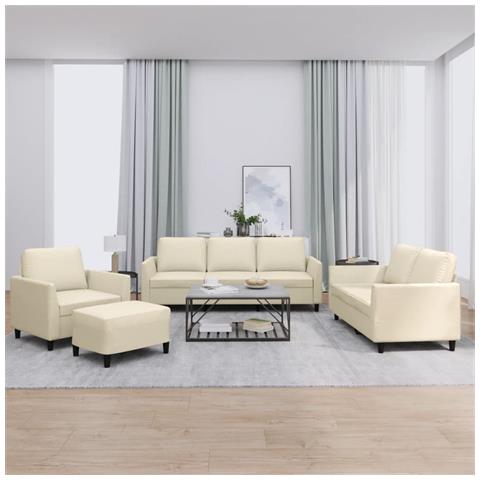 Set di Divani 4 pz con Cuscini crema in Similpelle - Foto 2