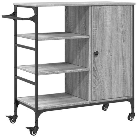 Carrello da Cucina Grigio Sonoma 87,5x38,5x84,5 cm Multistrato - Foto 1