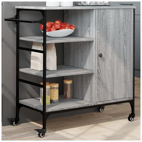 Carrello da Cucina Grigio Sonoma 87,5x38,5x84,5 cm Multistrato - Foto 2