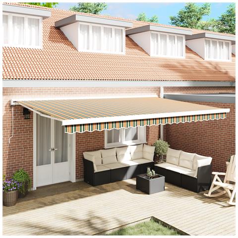 Tenda Retrattile Automatica Verde e Gialla 500x300 cm, Tessuto di ricambio per tenda  da 5x3 m Verde e Giallo - Foto 2