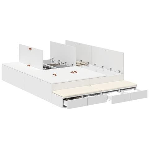 Struttura letto con contenitore Bianco 135x190 cm - Foto 1