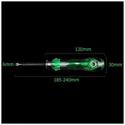 Cacciavite A Cricchetto Telescopico 6x155, Verde, Magnetico, Multi-bit, Lunghezza Regolabile - Foto 2