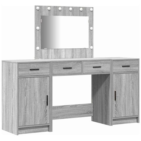 Tavolo da Trucco 3 pcs Grigio 40 x 41 x 75 cm Legno multistrato - Foto 1