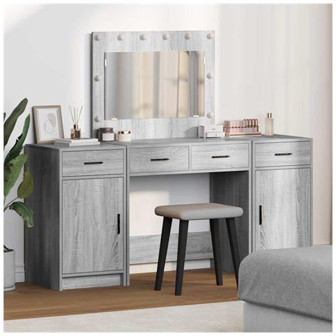 Tavolo da Trucco 3 pcs Grigio 40 x 41 x 75 cm Legno multistrato - Foto 2