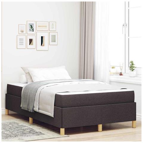 Letto a molle Bianco e Marrone Scuro 120 x 200 cm Poliestere - Foto 2