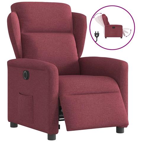 Poltrona Elettrica Reclinabile Rosso Vino in Tessuto - Foto 1