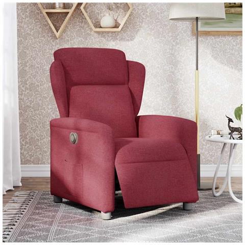 Poltrona Elettrica Reclinabile Rosso Vino in Tessuto - Foto 2