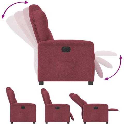 Poltrona Elettrica Reclinabile Rosso Vino in Tessuto - Foto 9