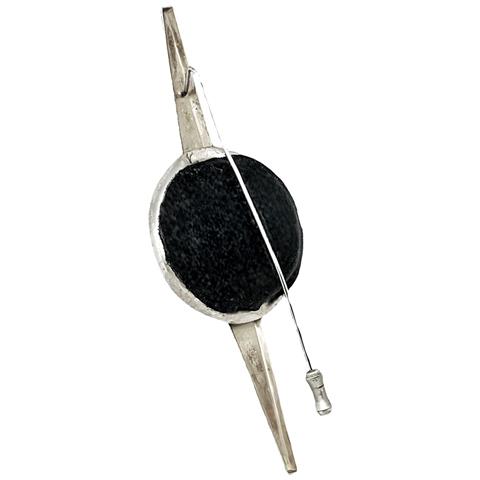Spilla Con Dettaglio In Pelle Nera - Foto 3