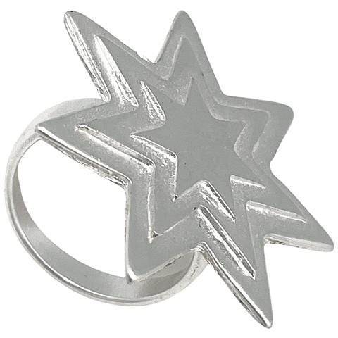 Anello A Forma Di Stella Con Rilievo In Argento, Placcatura In Ottone 10µ. Design. - Foto 1