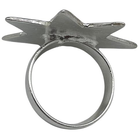 Anello A Forma Di Stella Con Rilievo In Argento, Placcatura In Ottone 10µ. Design. - Foto 5
