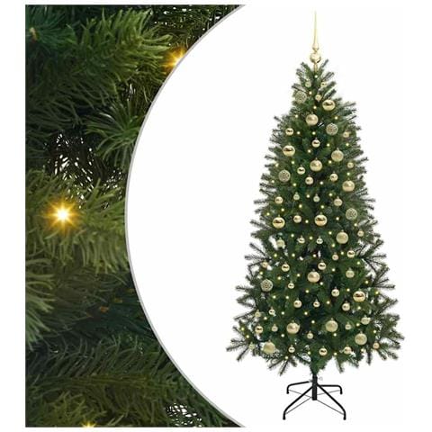 Albero di Natale artificiale con 300 LED Verde 180 cm PE e PVC - Foto 1