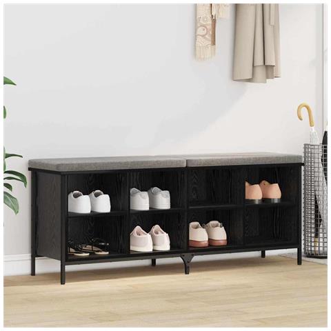 Mobile per scarpe con lo scaffale Rovere Nero 131 x 35 x 50 cm - Foto 2