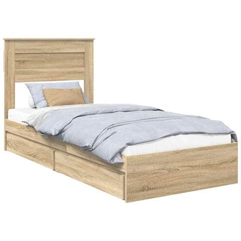 Letto con Contenitore con cassetto Rovere Sonoma 90 x 190 cm - Foto 1