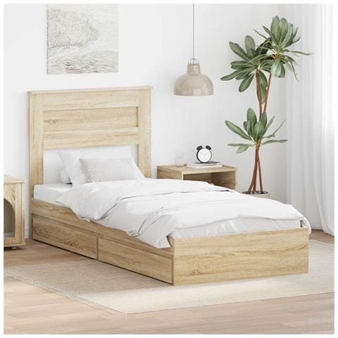 Letto con Contenitore con cassetto Rovere Sonoma 90 x 190 cm - Foto 2