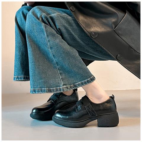 Scarpe Loafer Da Donna Slip-on Con Suola Spessa E Tacco Chunky 38 - Foto 2