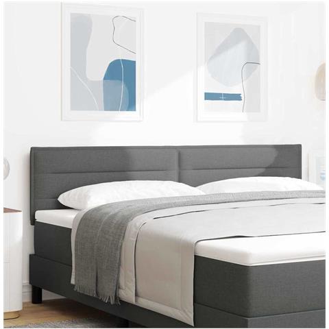 Testiera LED con testiera Grigio scuro 180 cm Poliestere - Foto 2