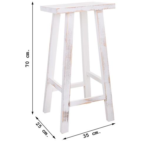 Sgabello In Legno Bianco 35x25x70h - Foto 7