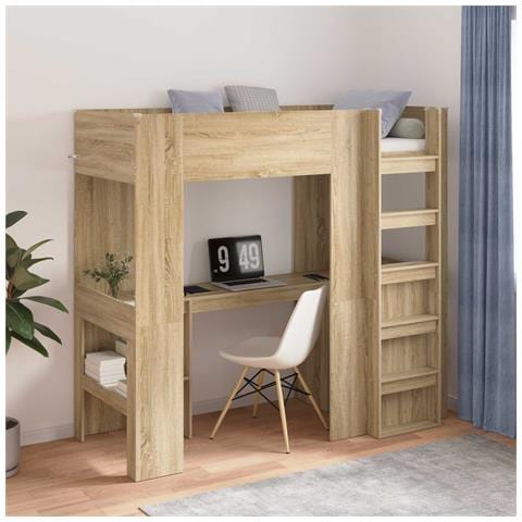 Struttura letto a castello con scrivania Rovere Sonoma - Foto 2