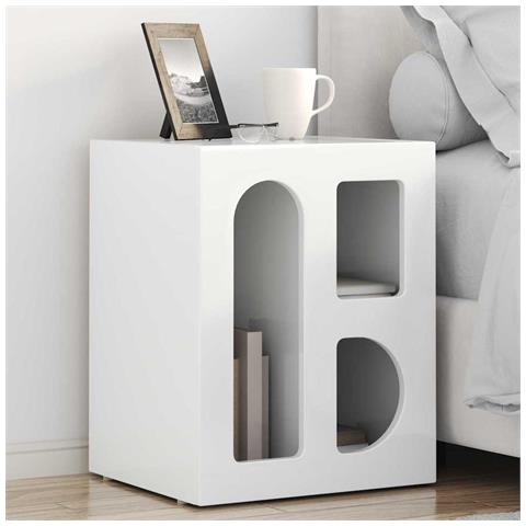 Comodino 2 pcs Bianco Lucido 40 x 35 x 50 cm Legno multistrato - Foto 2