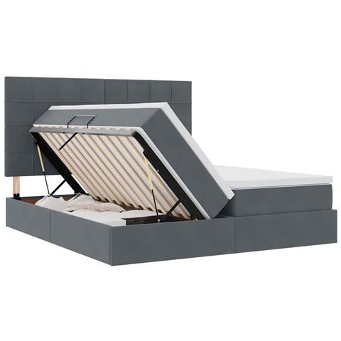 Letto con testiera Grigio scuro 180 x 200 cm Velluto - Foto 9