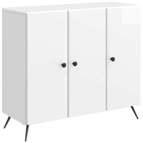 Credenza Bianco Lucido 89 x 34,5 x 80 cm Legno ingegnerizzato - Foto 1
