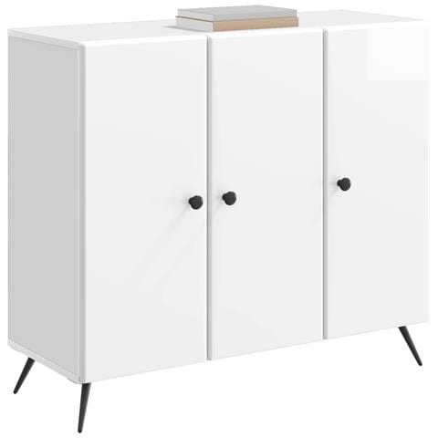 Credenza Bianco Lucido 89 x 34,5 x 80 cm Legno ingegnerizzato - Foto 2
