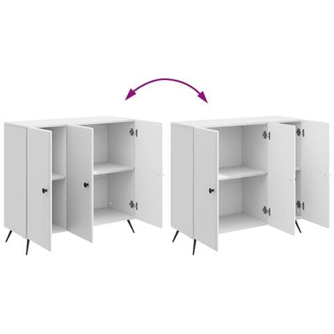 Credenza Bianco Lucido 89 x 34,5 x 80 cm Legno ingegnerizzato - Foto 9