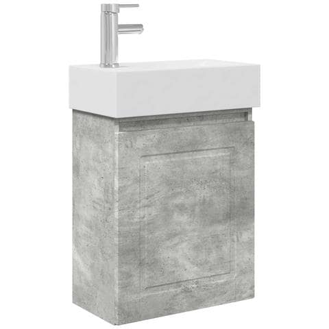 Mobile bagno con rubinetto Grigio Cemento 45,5 x 22,5 x 84 cm - Foto 1
