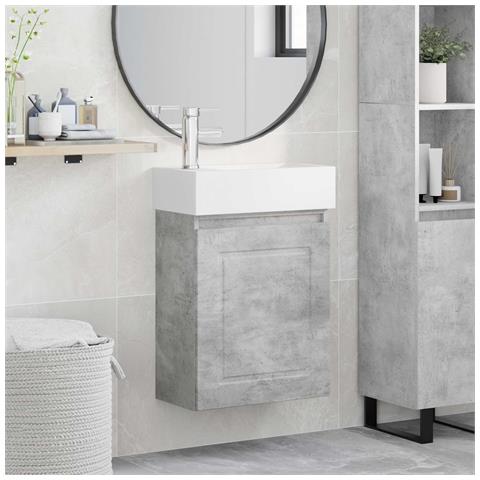 Mobile bagno con rubinetto Grigio Cemento 45,5 x 22,5 x 84 cm - Foto 2