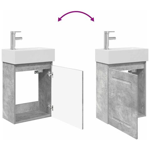 Mobile bagno con rubinetto Grigio Cemento 45,5 x 22,5 x 84 cm - Foto 9
