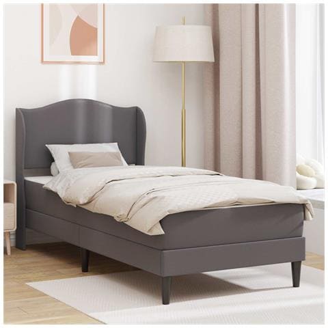 Struttura del letto con testiera Grigio 100 x 200 cm Similpelle - Foto 2