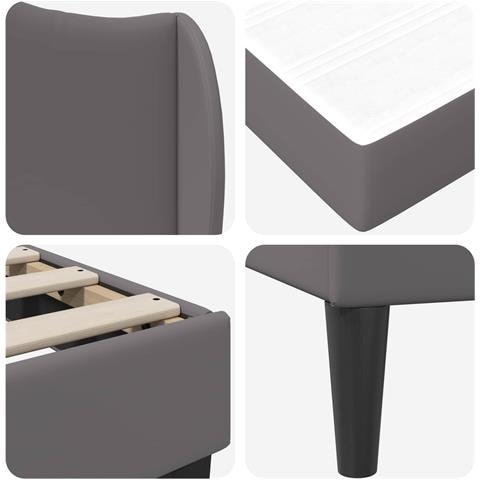 Struttura del letto con testiera Grigio 100 x 200 cm Similpelle - Foto 9