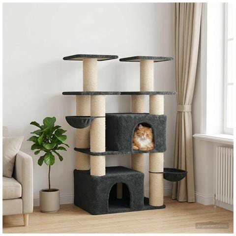 Albero per gatti con pali per graffiare in sisal 2 pz 147 cm - Foto 2