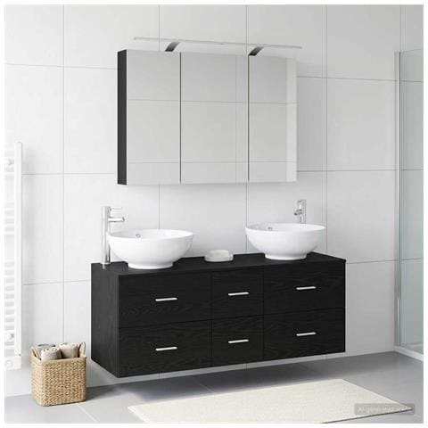 Set di mobili per il bagno 4 pcs Rovere Nero - Foto 2