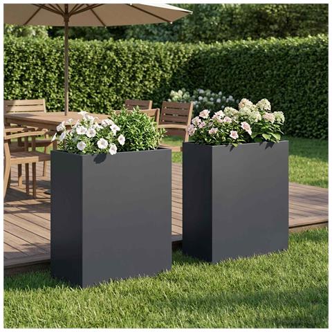 Vaso da giardino 2 pz Antracite 40 x 20 x 40 cm - Foto 2