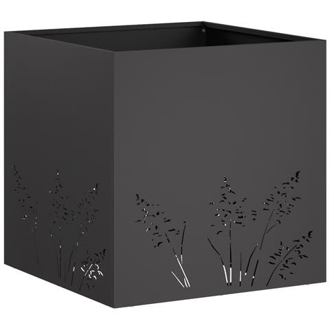 Vaso da giardino Nero 50 x 50 x 49 cm Acciaio laminato a freddo - Foto 1