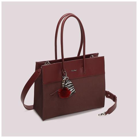 borsa tote con charm e cuore PRUGNA - Foto 4