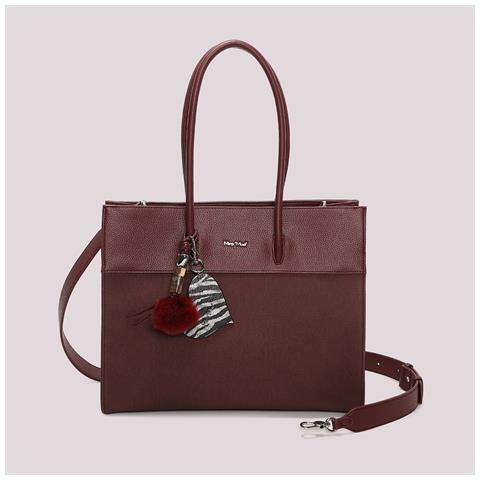 borsa tote con charm e cuore PRUGNA - Foto 1