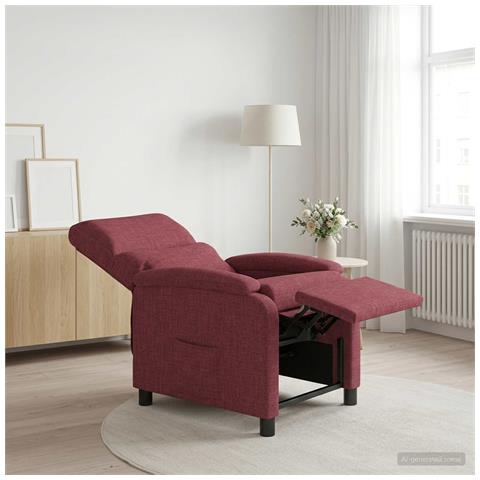 Poltrona reclinabile Rosso Vino Tessuto - Foto 2