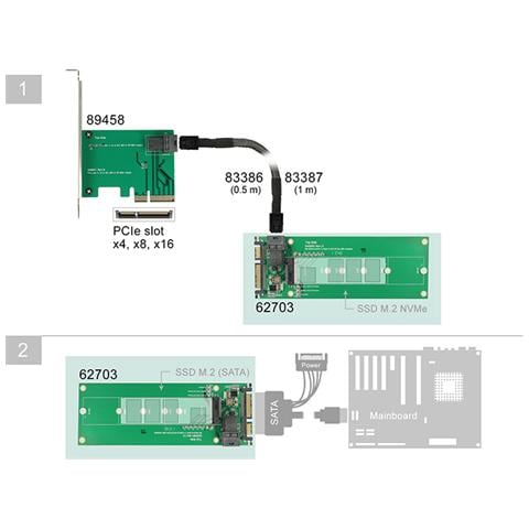 Konverter SATA 22P> M. 2 NGFF Key M - Foto 1