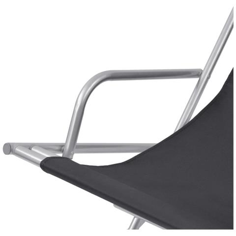 Sedie a Sdraio Reclinabili Set 2 pz Nero in Acciaio 69x61x94 cm - Foto 2