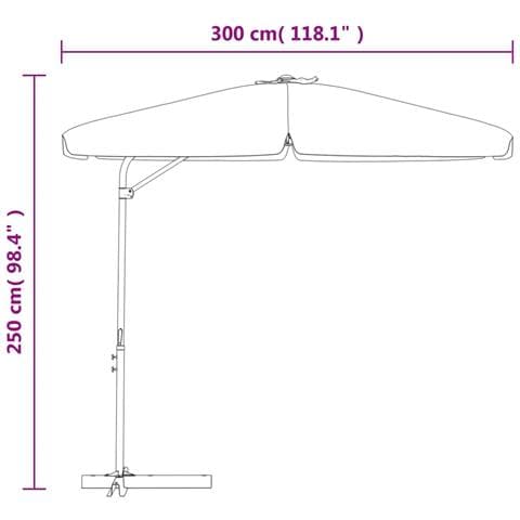 Ombrellone da Esterni con Palo in Acciaio 300 cm Antracite - Foto 7