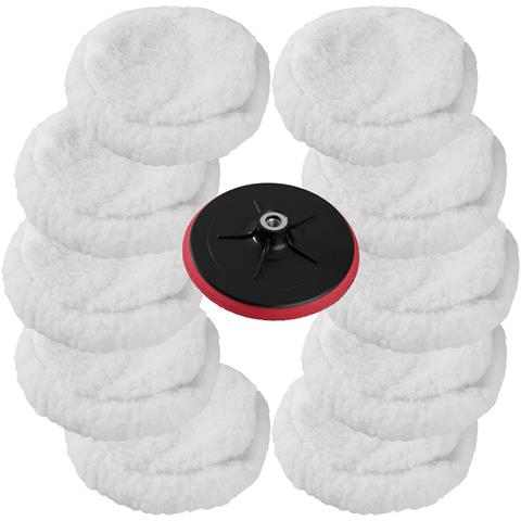 tectake 10 Dischi Di Panno Per Lucidare Da 220mm + Platorello Da 180 Mm - Bianco