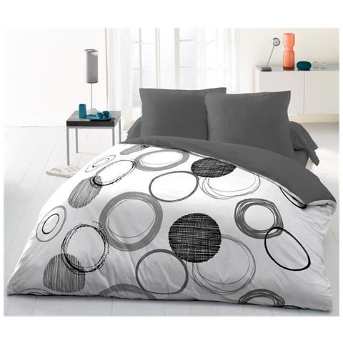 Parure De Couette Microfibre Audace - 1 Housse De Couette 220 X 240 Cm + 2 Taies D'oreiller 63 X 63 Cm - Gris Clair - Foto 1