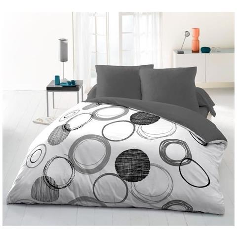 Parure De Couette Microfibre Audace - 1 Housse De Couette 220 X 240 Cm + 2 Taies D'oreiller 63 X 63 Cm - Gris Clair - Foto 2