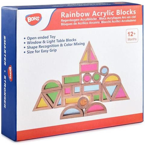 Rainbow Sensory Blocks (24 Pezzi) - Giocattoli In Legno Per Bambini - Gioca Sul Tavolo Luminoso Con Finestra Soleggiata - Foto 1