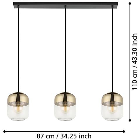 Lampadario Contemporaneo Maryvilla 3 Luci Acciaio Nero - Foto 2