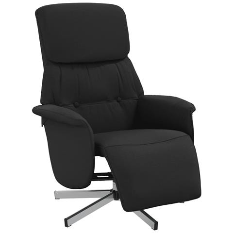 Poltrona Reclinabile con Poggiapiedi Nera in Tessuto - Foto 1